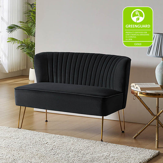 Ainhoa Velvet Mid-Century Modern Upholstered Loveseat with Hairpin Legs