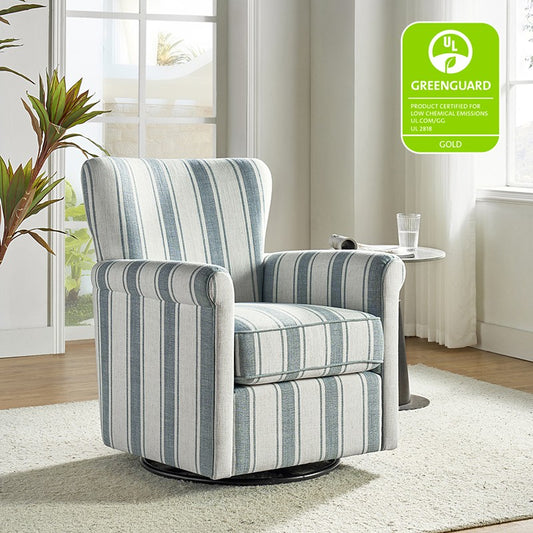 Floral Swivel Chair with Removable Back and Roll Arms