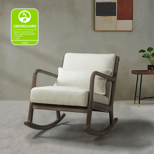 Ceferino Mid-Century Rocking Chair with Lumbar Pillow
