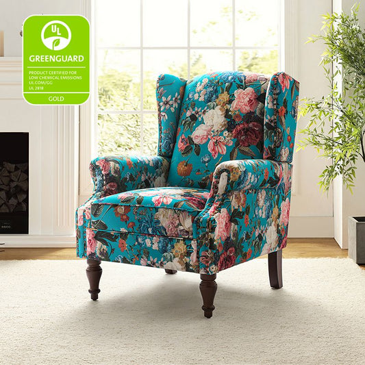 Wingback Armchair with Sturdy Spindle Legs