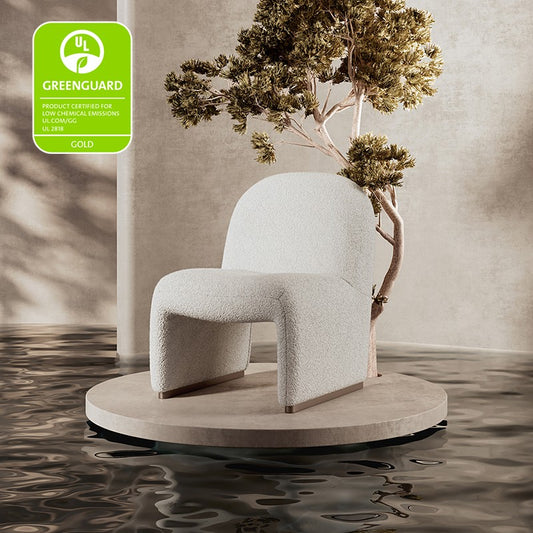 Modern Accent Boucle Side Chair with Walnut Legs