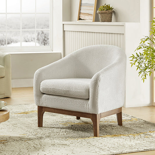Boucle Modern Barrel Design Armchair