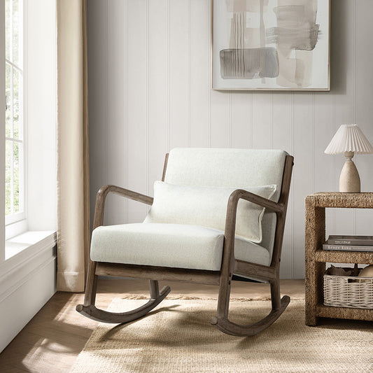 Mid-Century Rocking Chair with Lumbar Pillow
