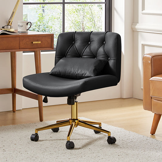 Cecil Adjustable Height Office Chair with Tufted Back & Pillow