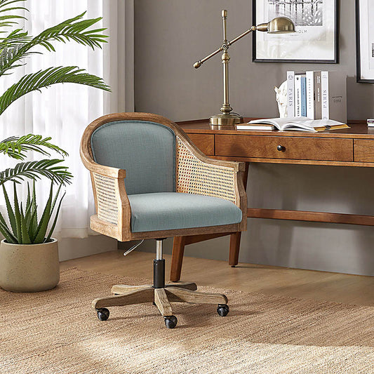 Rattan Task Chair – Swivel Base & Curved Seat Design