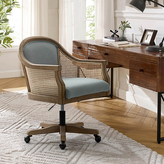 Rattan Task Chair – Swivel Base & Curved Seat Design