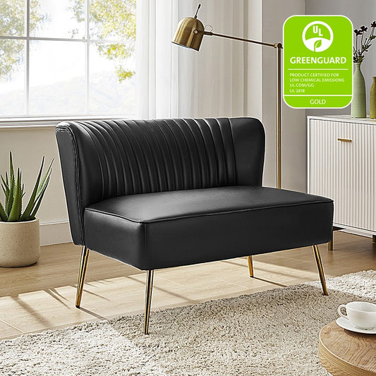 Agnes Vegan Leather Loveseat with Tufted Back