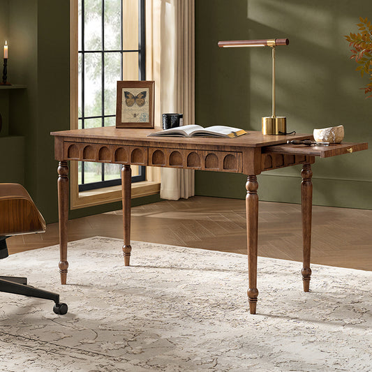 Theo Farmhouse 2-Drawer Office Desk with Charging & Tray