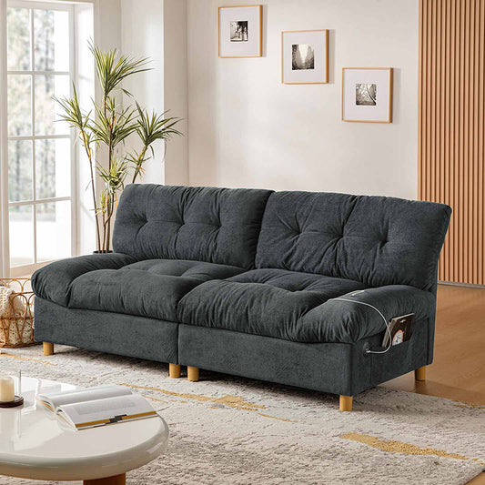 Loveseat with USB-C Ports, Storage & Tufted Design