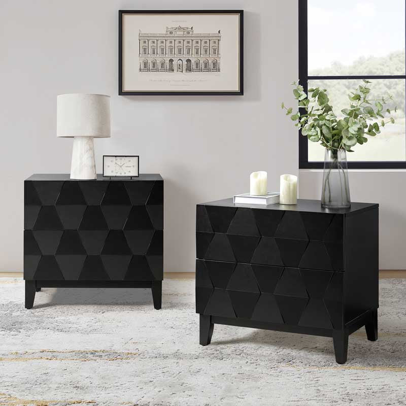 2 - Drawer Nightstand with Built-In Outlets
