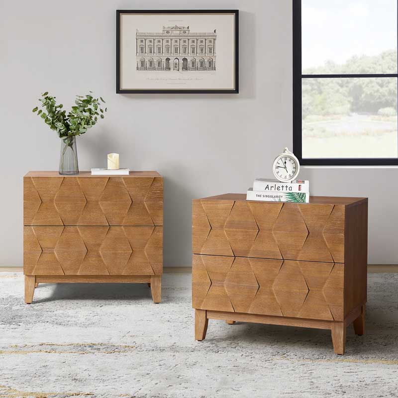 2 - Drawer Nightstand with Built-In Outlets