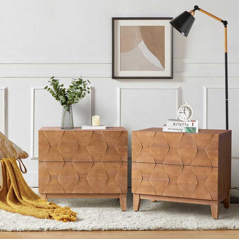 2 - Drawer Nightstand with Built-In Outlets