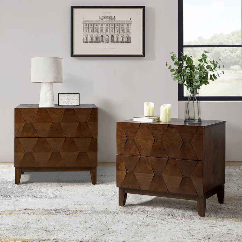 2 - Drawer Nightstand with Built-In Outlets