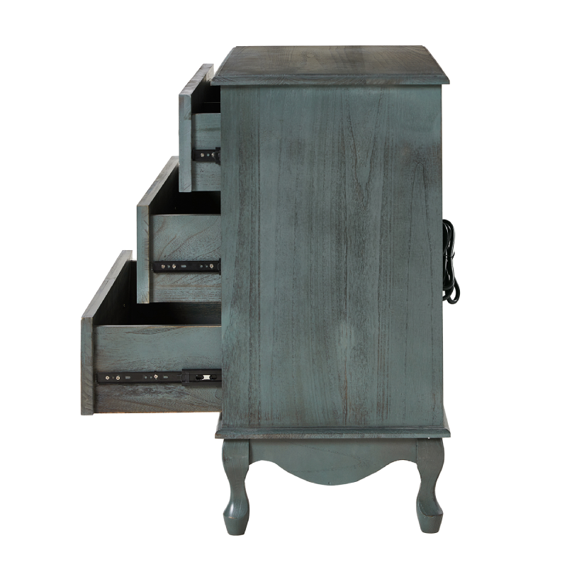 Galatea 3-Drawer Bedside Table with Charging Station