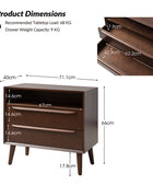 Lilian Mid-Century Nightstand with Charging Station & Shelf