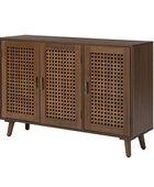 Dan 3 Door Beech Wood Accent Cabinet with Bronze Handle and Storage