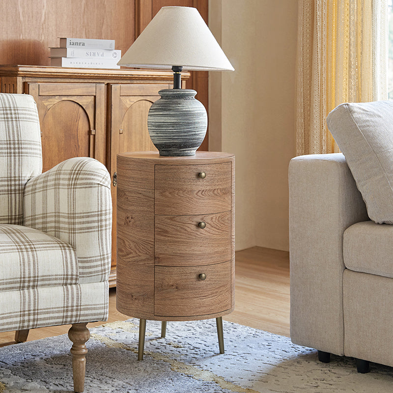 66 cm Tall Drum 3 - Drawer End Table
