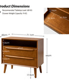 Lilian Mid-Century Nightstand with Charging Station & Shelf
