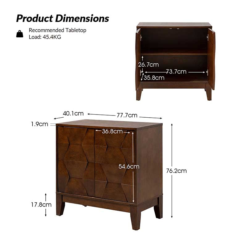 Kamu 2-Door Sideboard Cabinet with Push Open & Adjustable Shelf