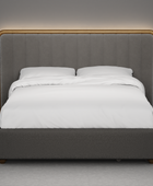 Moro Modular Modern Upholstered Bed with Wooden Slatted Border