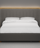 Moro Modular Modern Upholstered Bed with Wooden Slatted Border