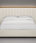 Moro Modular Modern Upholstered Bed with Wooden Slatted Border