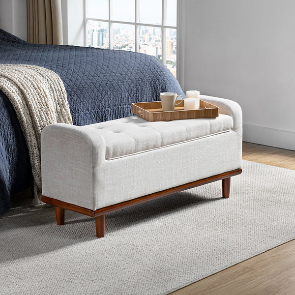 Clover Storage Bench – Tufted Seat with Hidden Organiser Space