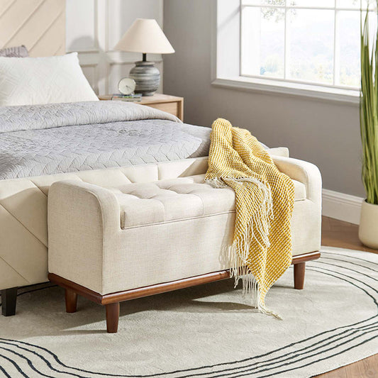 Clover Storage Bench – Tufted Seat with Hidden Organiser Space