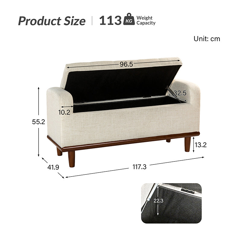 Clover Storage Bench – Tufted Seat with Hidden Organiser Space