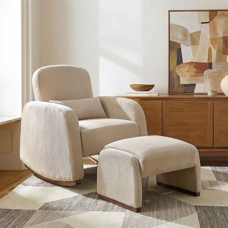 Richard Soft Corduroy Rocking Chair and Ottoman