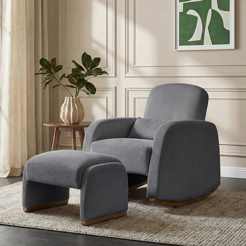 Richard Soft Corduroy Rocking Chair and Ottoman