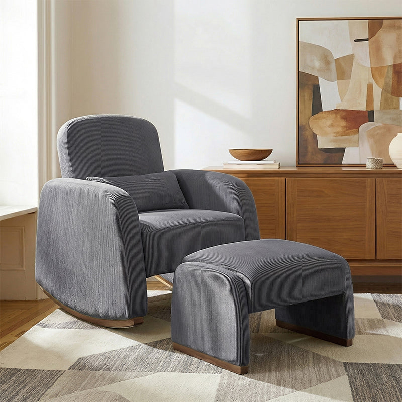Richard Soft Corduroy Rocking Chair and Ottoman