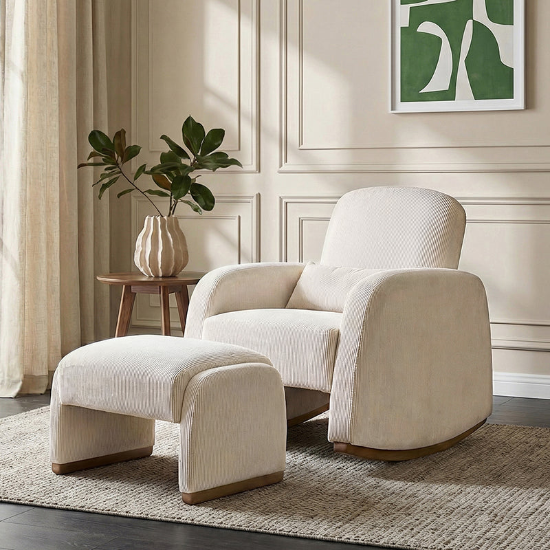 Richard Soft Corduroy Rocking Chair and Ottoman