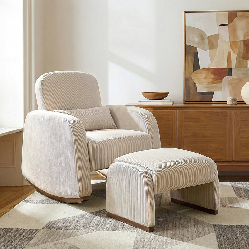 Richard Soft Corduroy Rocking Chair and Ottoman