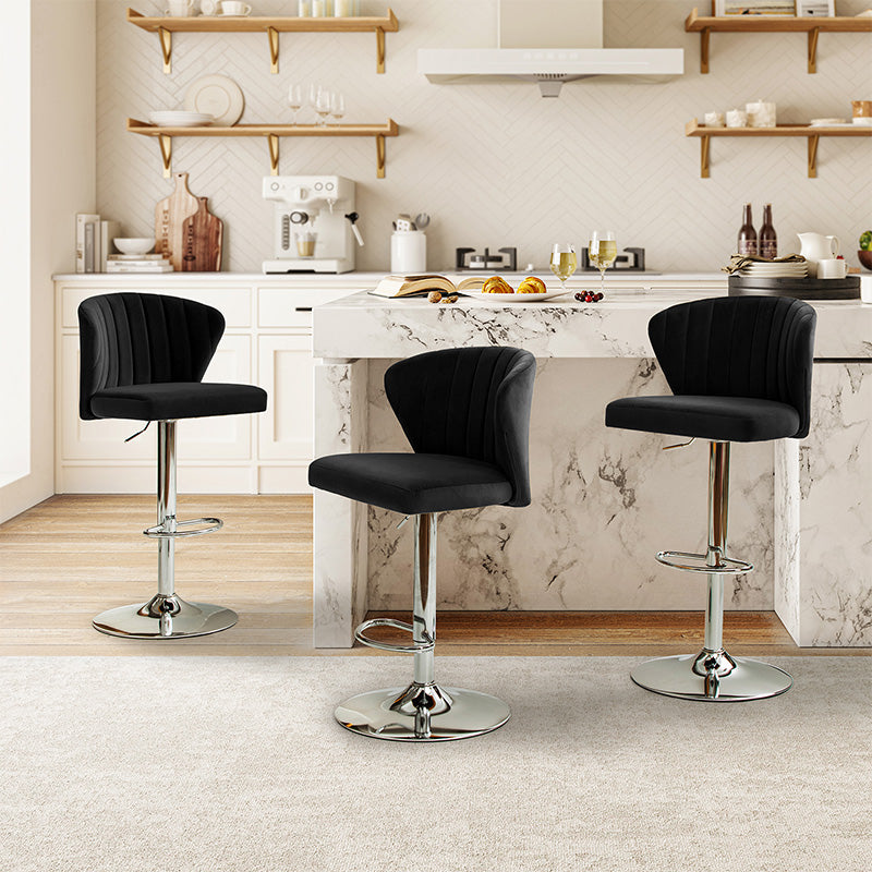 Troy Velvet Swivel Barstool – Adjustable Height & Modern Design