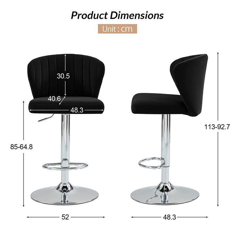 Troy Velvet Swivel Barstool – Adjustable Height & Modern Design