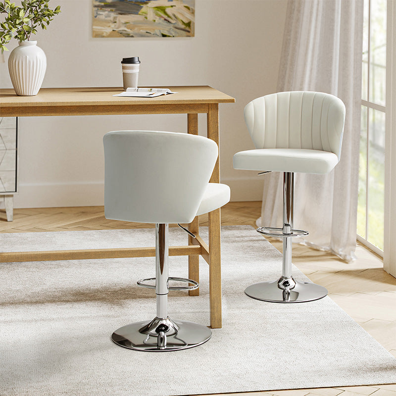 Troy Velvet Swivel Barstool – Adjustable Height & Modern Design