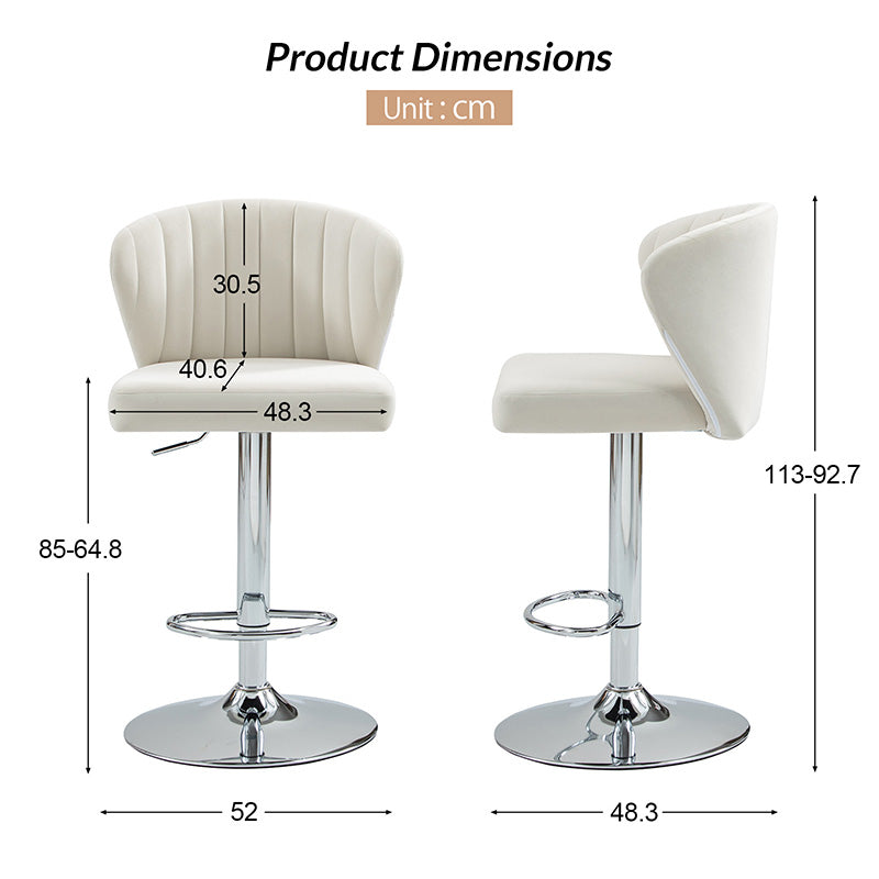 Troy Velvet Swivel Barstool – Adjustable Height & Modern Design