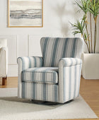 Floral Swivel Chair with Removable Back and Roll Arms