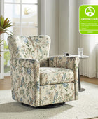 Floral Swivel Chair with Removable Back and Roll Arms