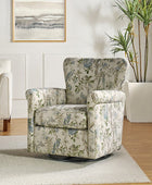 Floral Swivel Chair with Removable Back and Roll Arms
