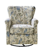 Christoph Floral Swivel Chair with Removable Back and Roll Arms