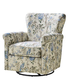 Christoph Floral Swivel Chair with Removable Back and Roll Arms