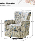 Christoph Floral Swivel Chair with Removable Back and Roll Arms