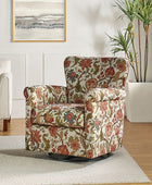 Floral Swivel Chair with Removable Back and Roll Arms