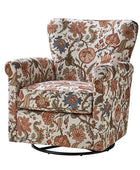 Christoph Floral Swivel Chair with Removable Back and Roll Arms