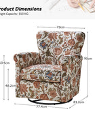 Christoph Floral Swivel Chair with Removable Back and Roll Arms