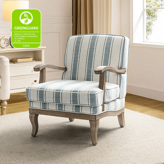 Randolph Elegant Farmhouse Style Armchair with Solid Wood Arms