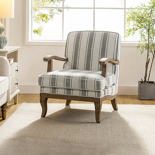 Farmhouse Style Armchair with Solid Wood Arms