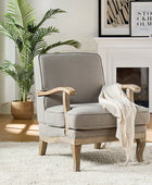 Randolph Farmhouse Upholstered Accent Chair with Solid Wood Arms